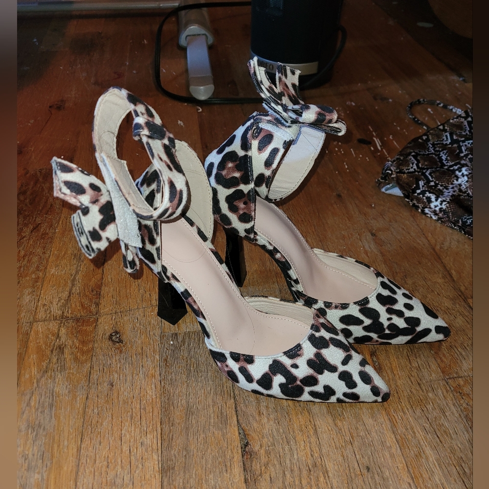 Leopard print kitten heels